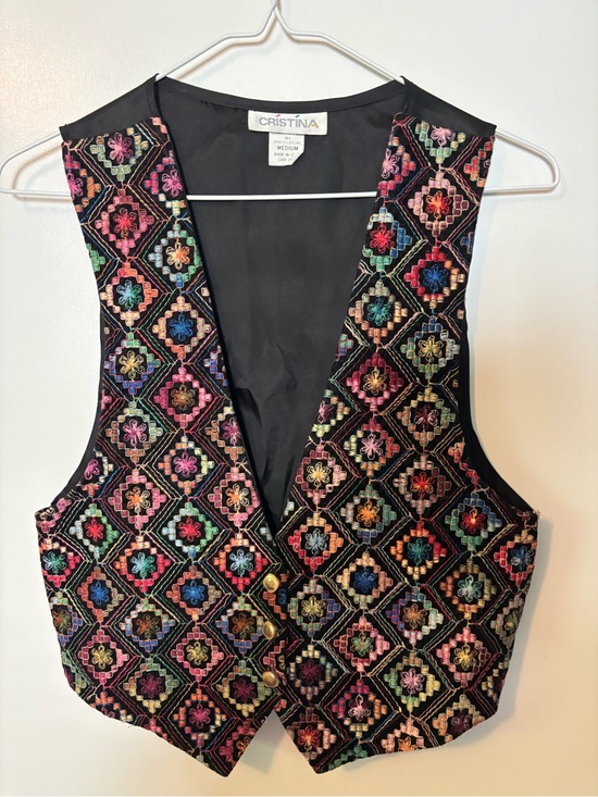 Christina Jackets & Blazers - Vintage Quiet Luxury Feminine Embroidered Christina Vest Women’s Medium